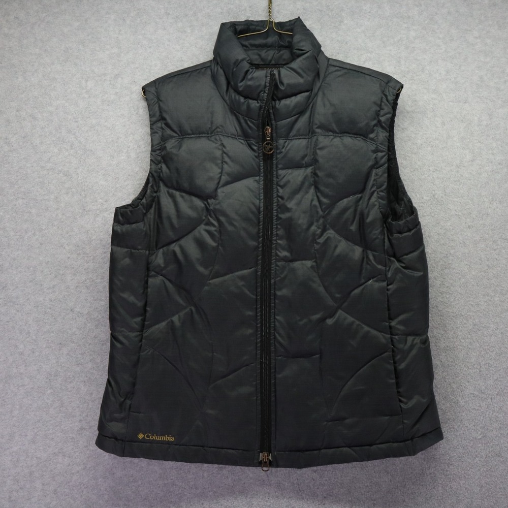 Columbia Vest Womens Medium Titanium Tech Interchange Down Puffer Full Zip Gray